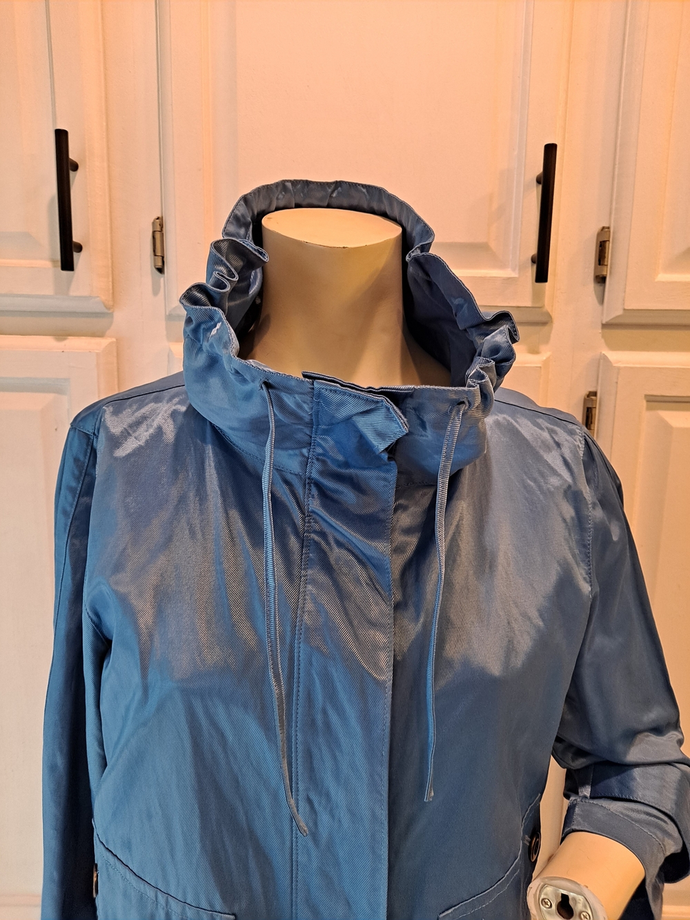 Ruby Rd. Azure Blue Utility Jacket Wide Versatile Drawstring Collar Buttonup NWT - Picture 7 of 11